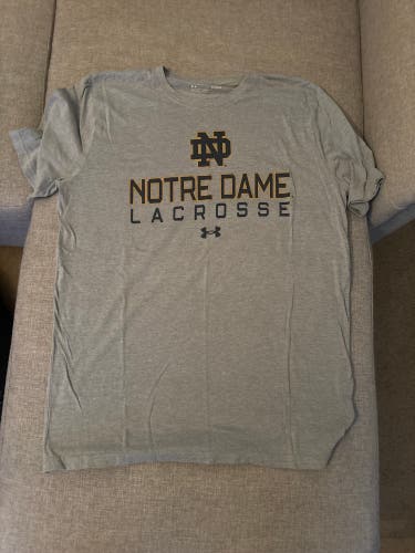 University Of Notre Dame Gray Lacrosse Shirt - Size Large