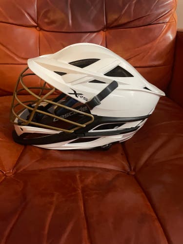 Cascade XRS Lacrosse Helmet - White with Gold Facemask (Retail: $350)