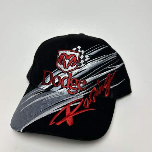 Y2K Dodge Racing Hat Cap NASCAR Big Logo Chrystler Black Red Gray Strapback