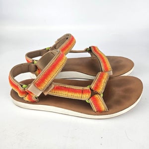 Teva Sandals Womens 9 Original Universal Shoes Ombre Orange Strappy Flats Sport