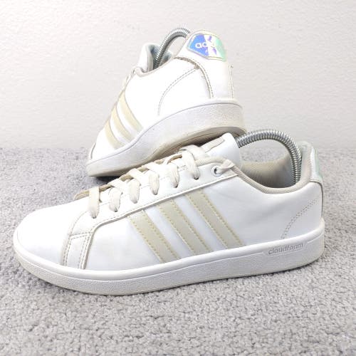 Adidas NEO Cloudfoam Advantage Womens 8.5 Shoes White Holographic Low Top AW4286