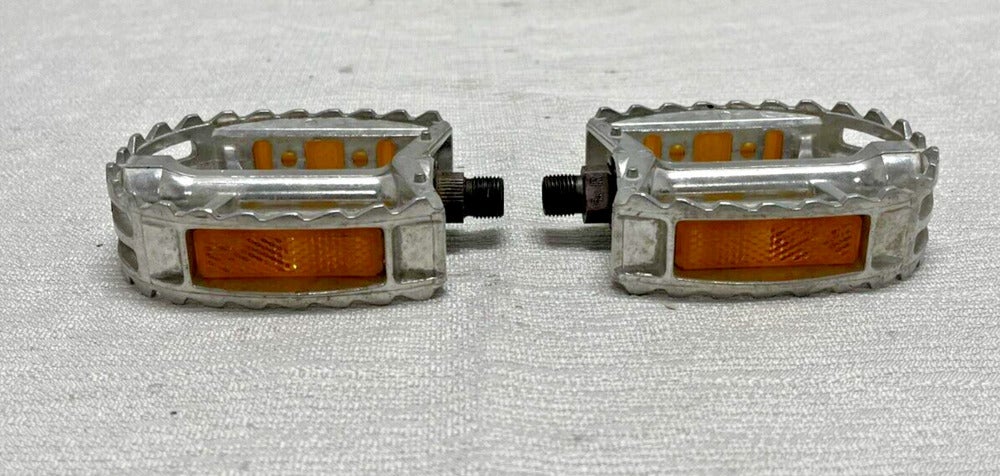 Vintage 1980s SR Suntour SP-452 Silver Aluminum BMX Platform Pedals 9/16" CLEAN