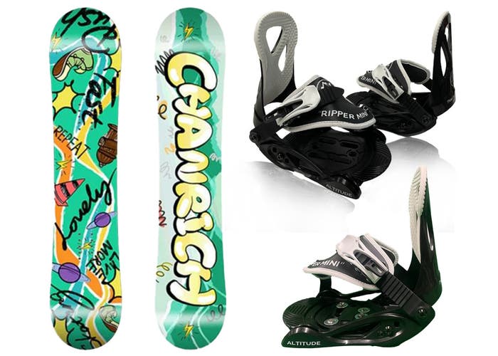 KIDS' CHANRICH "CHILDISH HEART" 110CM SNOWBOARD + BINDINGS (SMALL) 1K-3K