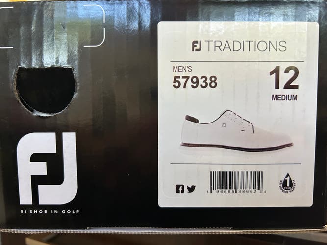 Footjoy Traditions Golf Shoes - Men's size 12 - White (worn one 9 hole round)