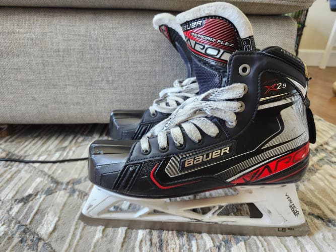 Used Senior Bauer Vapor X2.9 Hockey Goalie Skates Regular Width 8