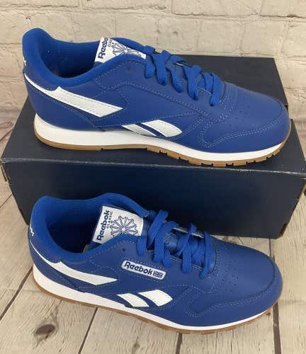 Reebok FW9647 Classic Leather Youth Running Shoes Blue White US 5 UK 4.5 EU 36.5