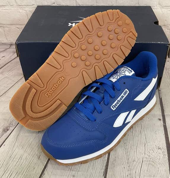 Reebok FW9647 Classic Leather Youth Running Shoes Blue White  display picture 2