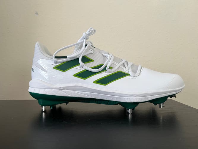 Adidas Adizero Afterburner 8 Metal Baseball Cleats Men's Size 8.5 White / Green H00973