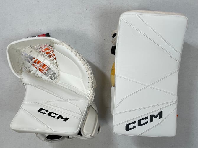 NEW CCM Axis 2 Senior Catch Glove & Blocker Set, Regular Hand, White