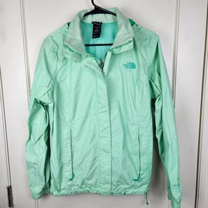 The North Face HyVent Jacket Womens Size: L Mint Green Hooded Rain Coat