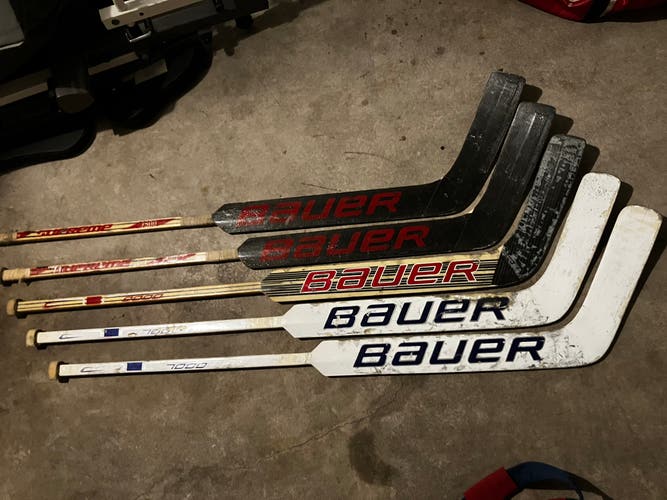 Lot of 5 Bauer Senior Goalie Goal Sticks 25”