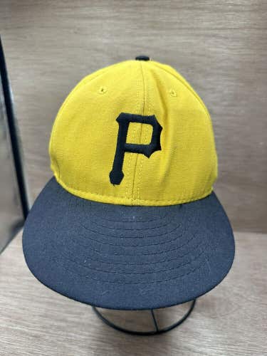 Vintage 80s 90s Pittsburgh Pirates Yellow Fitted Hat American Needle 7 5/8