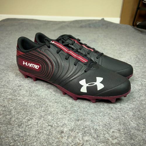 Under Armour Mens Football Cleat 15 Black Maroon Shoe Lacrosse Nitro Low Sports