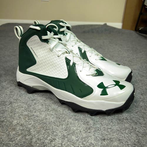 Under Armour Mens Football Cleats 13 White Green Shoe Lacrosse Clutchfit Mid