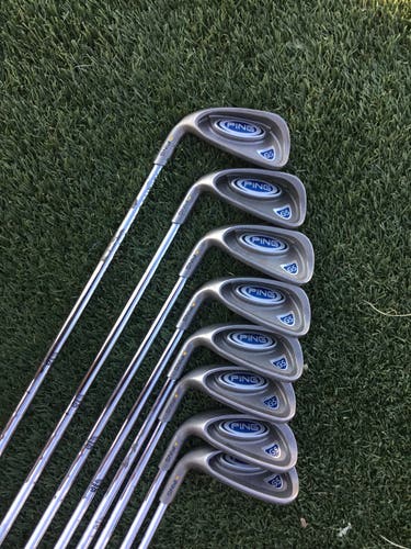 Used Men's Ping G5 Left Hand Iron Set Stiff Flex Steel Shaft