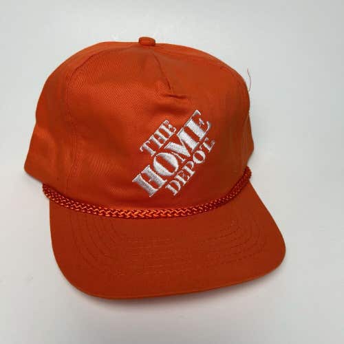 Vintage 90s The Home Depot Snapback Hat Orange Workwear Cord Rope Adjustable