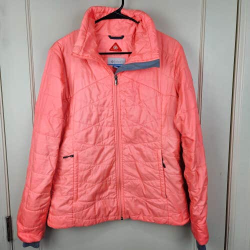 Columbia Omni Heat Puffer Jacket Womens Size L Coral Orange Outdoor Winter Coat