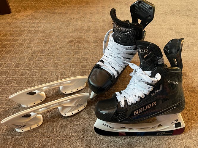 Bauer Supreme Mach hockey skates 7 Fit 2 CCM XS Holder STEP Blacksteel