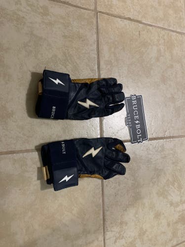 Bruce Bolt Batting Gloves Navy Blue Youth Medium