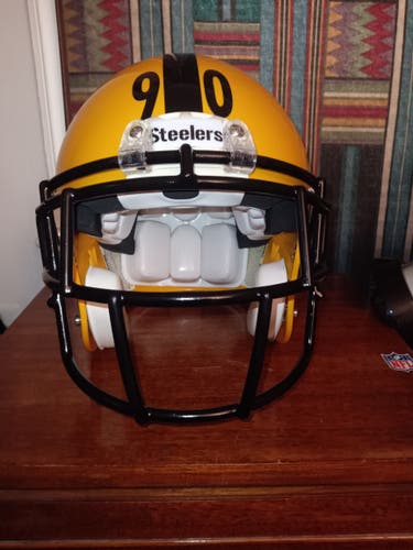Used Medium Adult Rawlings Customized Pittsburgh Steelers Throwback TJ Watt Helmet