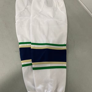 NEW Intermediate white/blue/green hockey socks