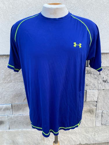 Under Armour Heat Gear Long Sleeve Fitted Shirt Navy Senior Extra Large XL 1902