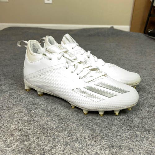 Adidas Mens Football Cleats 11 White Silver Shoe Lacrosse Adizero Scorch Mid