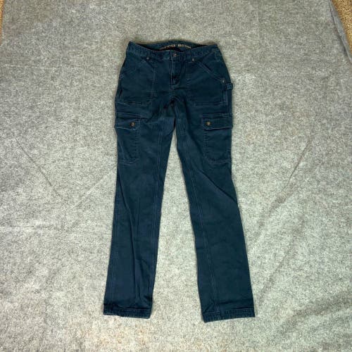 Duluth Trading Womens Pants 2 Navy Cargo Utility Canvas Work Utility Curvesetter