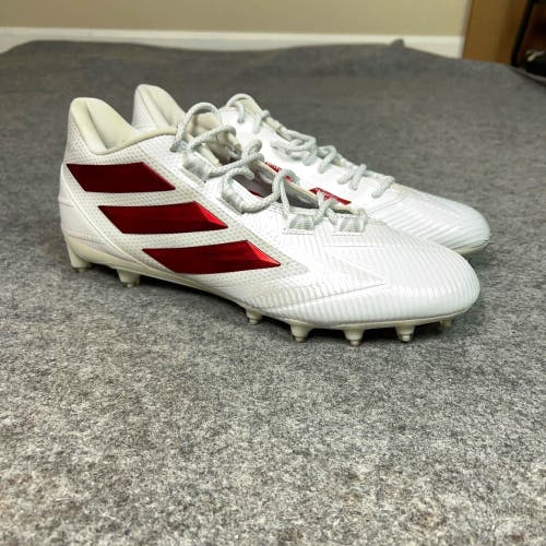 Adidas Mens Football Cleats 13 White Red Shoe Lacrosse Mid Molded Sports Pair