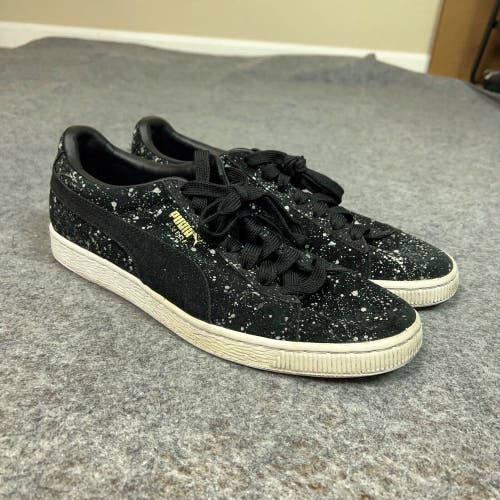 Puma Mens Shoe 11 Black Splatter Sneaker Suede Classic Low Everyday Street Logo