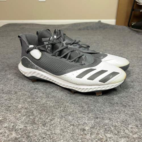 Adidas Mens Baseball Cleats 15 Gray White Metal Softball Icon V Bounce Sports