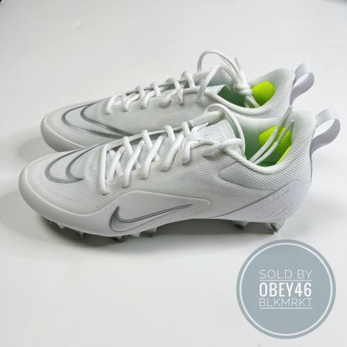 Nike Alpha Huarache 8 Pro White Metallic Silver LAX Lacrosse Cleats