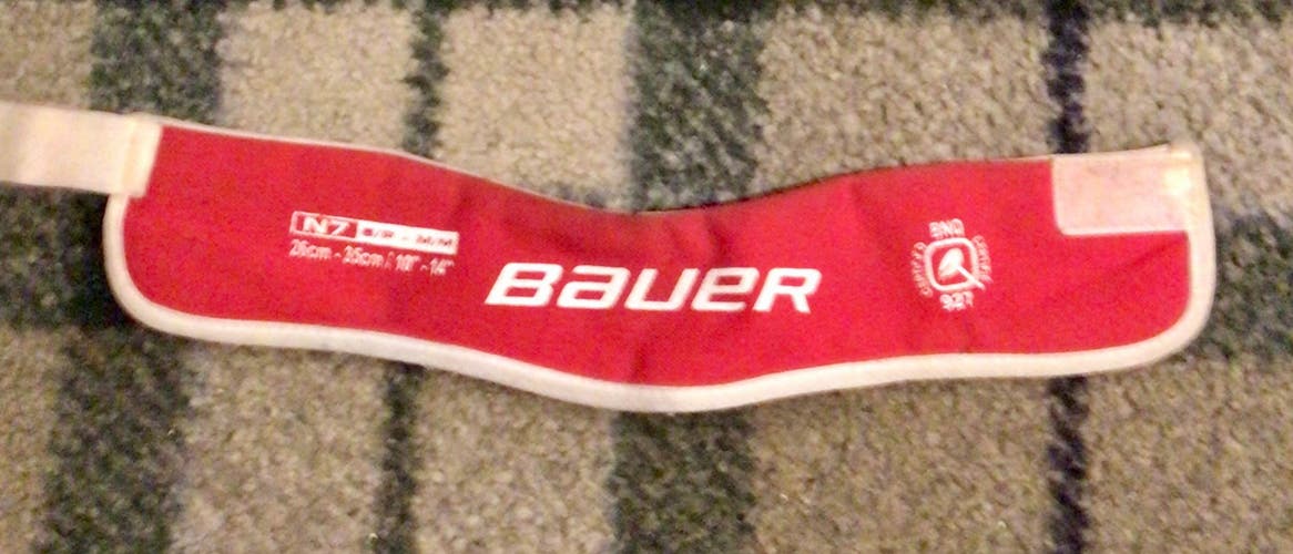Senior Bauer red hockey neck guard