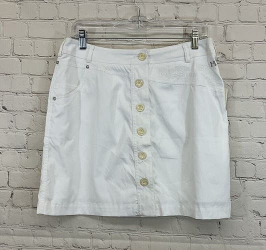 Masters Golf Fashion By Alaska Womens White Button Zip Golf Skort NWT