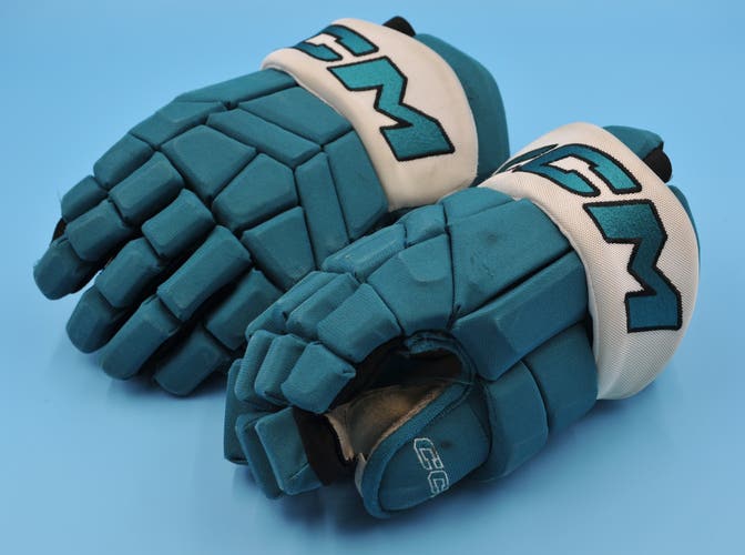 #64 San Jose Sharks Teal Game Worn Pro Game-Used Gloves NHL