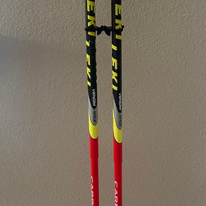 Red 48in (120cm) Leki Racing Venom Carbon SL Ski Poles with trigger straps and guard adapter pins