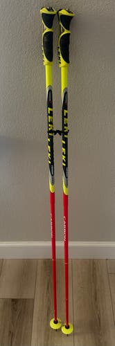 Red 48in (120cm) Leki Racing Venom Carbon SL Ski Poles with trigger straps and guard adapter pins