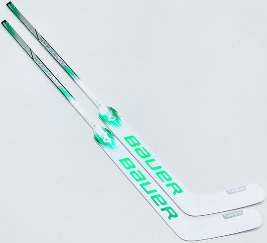 New 2 Pack Custom Green Bauer Hyperlite 2 Goalie Hockey Stick-Regular-Custom Pro Curve