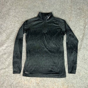 Nike Womens Pullover Large Black Gray Performance Therma Fit Swoosh Athleisure