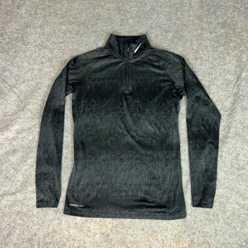 Nike Womens Pullover Large Black Gray Performance Therma Fit Swoosh Athleisure