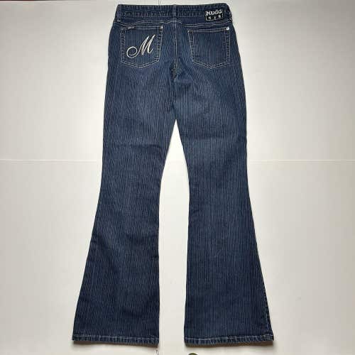 Y2K Mudd Bell Bottom Flair Blue Jeans Denim Low Rise Flared Women's Sz 7 28x31