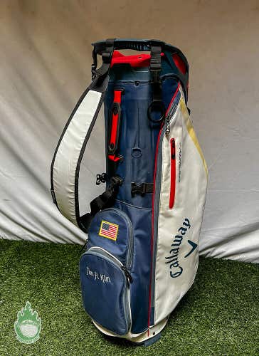 Used Callaway Fairway+ Stand Golf Cart Carry Bag 4-Way USA Red/White/Blue Bag