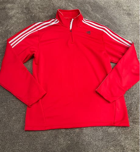 Adidas red 1/4 zip pullover sweater