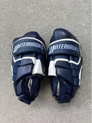 Blue Used Winterhawks RYR Senior Gloves 15"