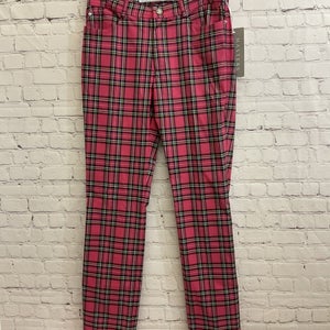 Masters Golf Fashion By Alaska Womens Size 10 Pink Plaid Golf Jeans Pants NWT