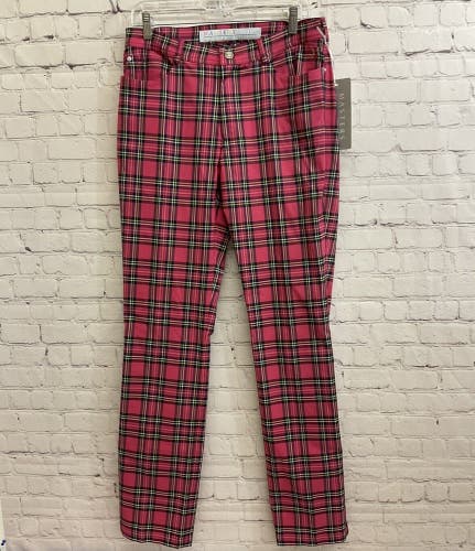 Masters Golf Fashion By Alaska Womens Size 10 Pink Plaid Golf Jeans Pants NWT