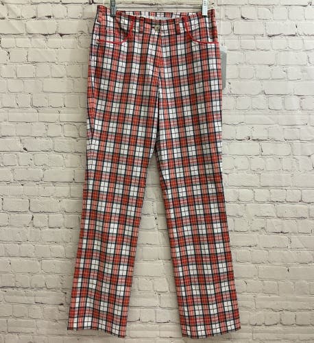 Masters Golf Fashion By Alaska Womens Size 8 Red Blue Plaid Golf Pants NWT