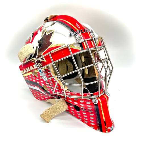 Used Pro Stock Bauer 960 Goalie Mask - Emerance Maschmeyer (PWHL) *Team Canada Graphic*