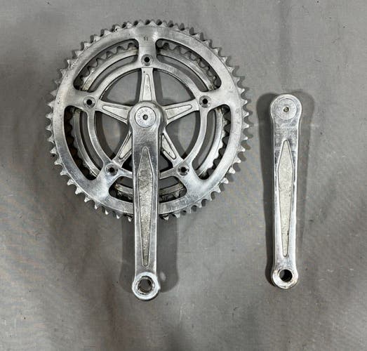 Vintage Nervar Star France 170mm 52/42 Silver Aluminum Road Bike Double Crankset