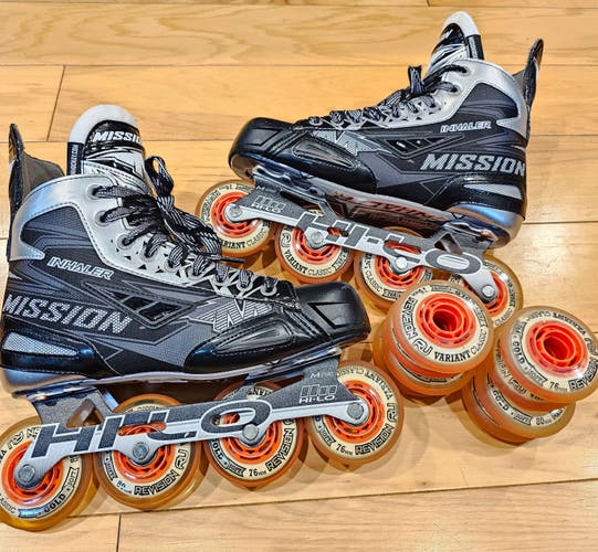Mission Inhaler NLS3 Size 8EE Inline Roller Hockey Skates - Extra Wheels